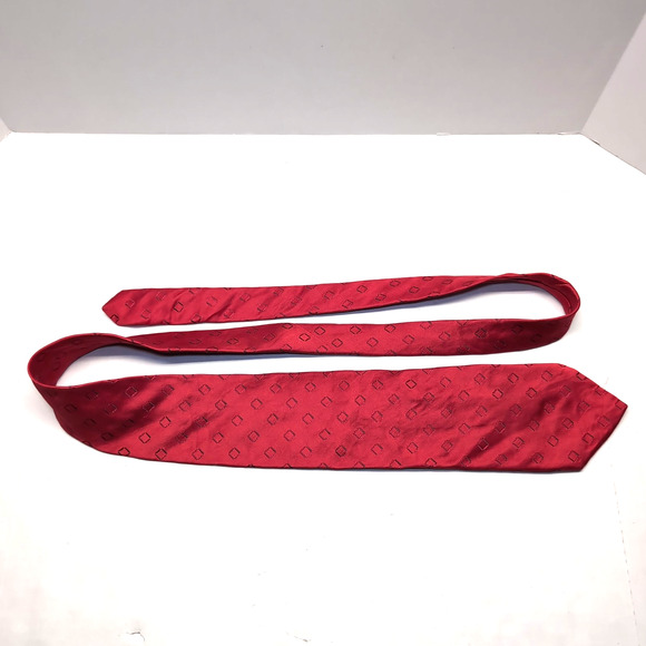 David Donahue Sterling Designer Neck Tie 100% Silk Mens Formal Christmas Red - Picture 3 of 7